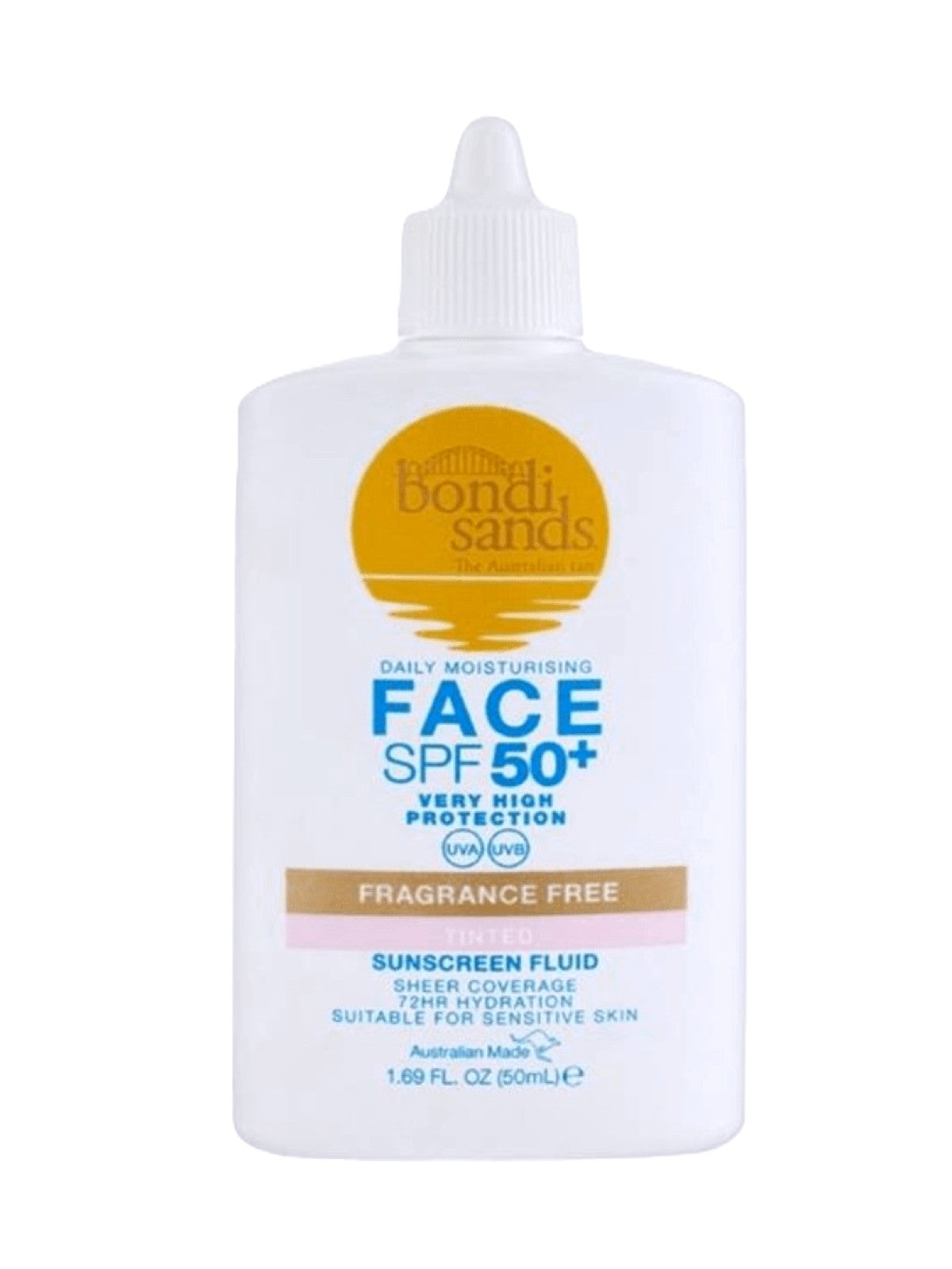 BONDI SANDS DAILY MOISTURISING FACE SPF 50+ VERY HIGH PROTECTION FRAGRANCE FREE TINTED SUNSCREEN FLUID 50ML Main image