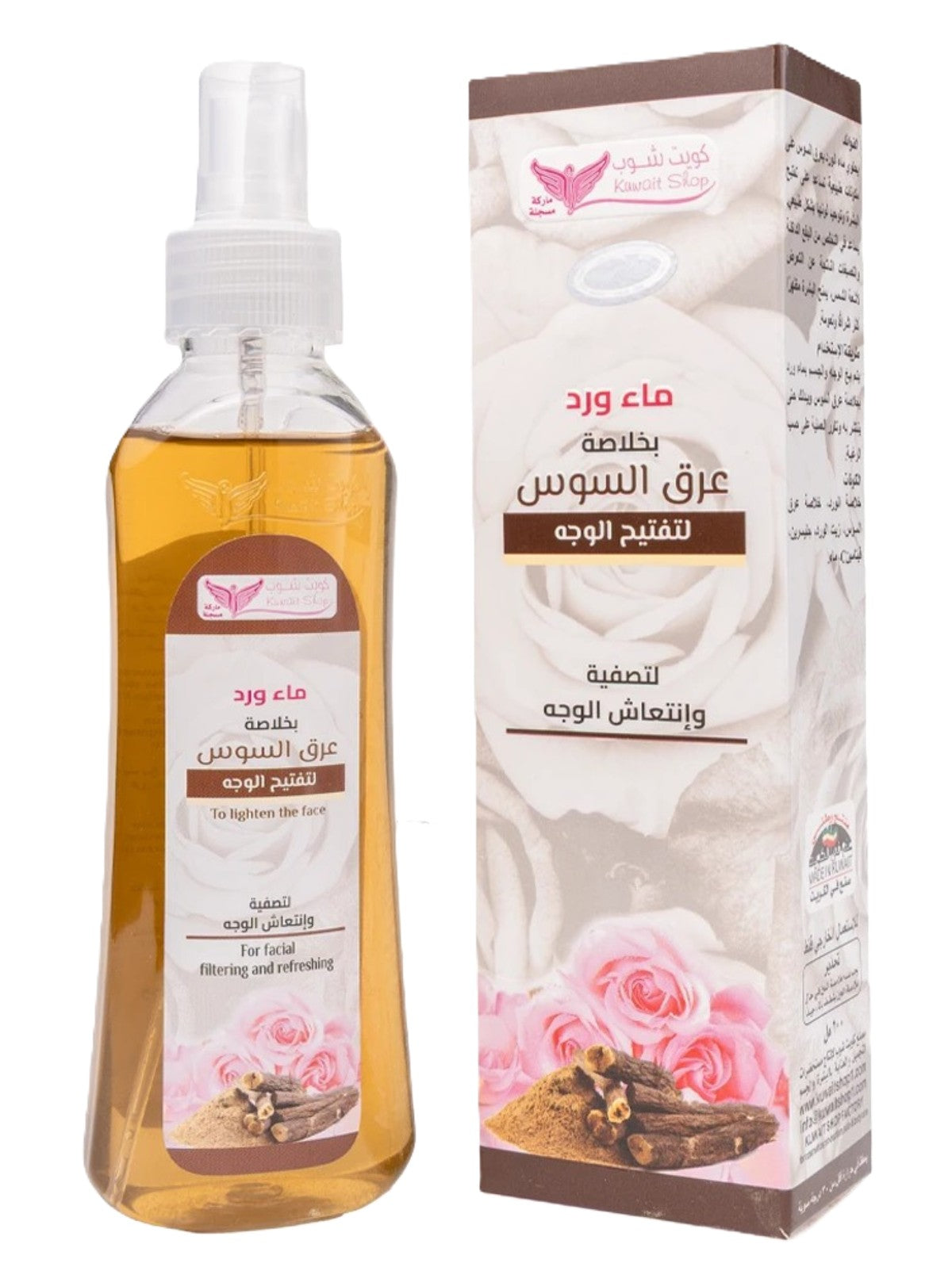 KUWAIT SHOP ROSE WATER WITH LICORICE EXTRACT TO LIGHTEN THE FACE FOR FACIAL FILTERING AND REFRESHING 200ML Main image