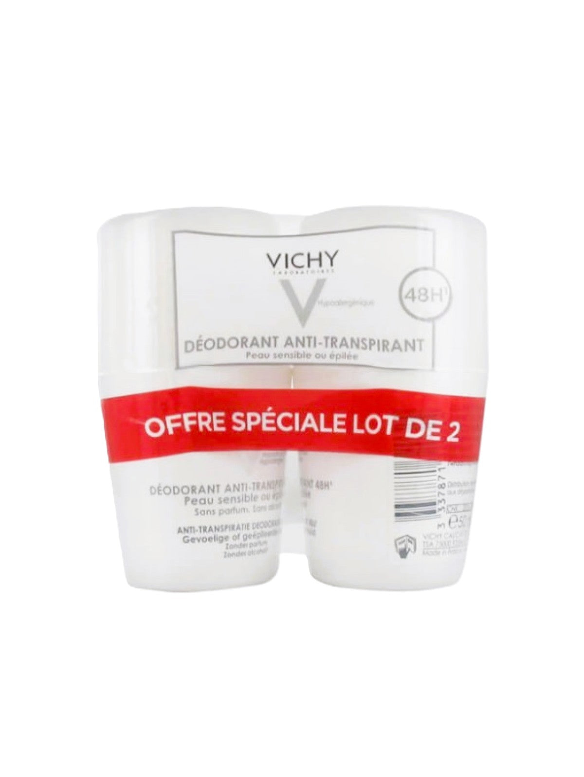 VICHY DEODORANT ROLL ON 48h ANTI TRANSPIRANT 2x50ML Main image