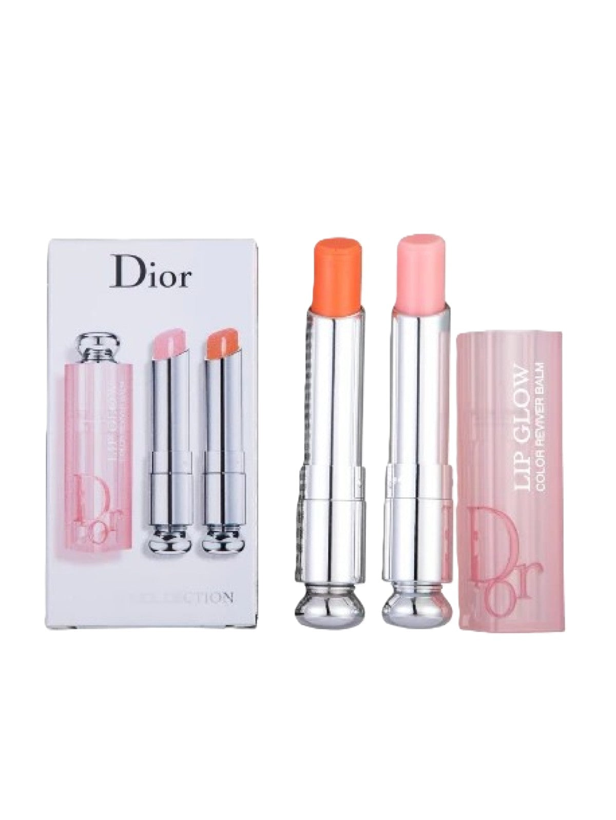 DIOR ADDICT LIP GLOW 001 PINK 004 CORAL TRAVEL COLLECTION 2*1.5G