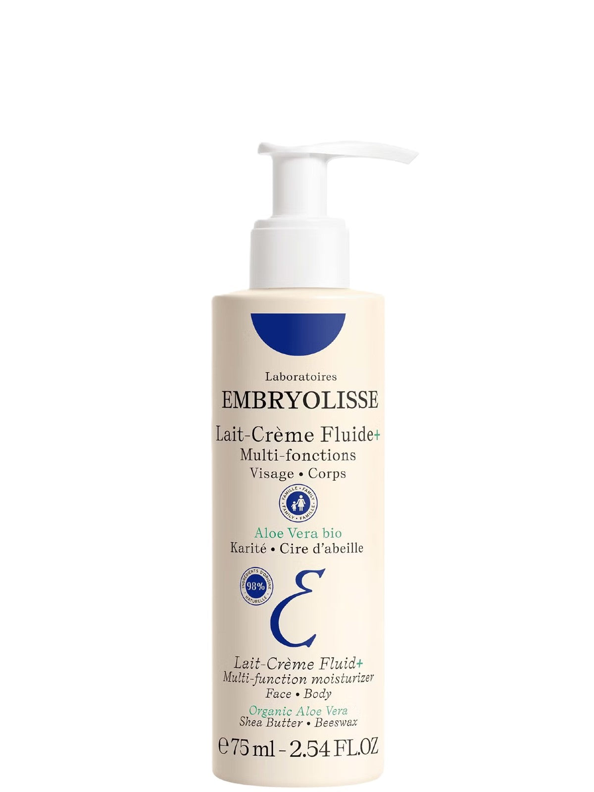 EMBRYOLISSE LAIT CRÈME FLUIDE + ALOE VERA FACE & BODY PUMP 75ML