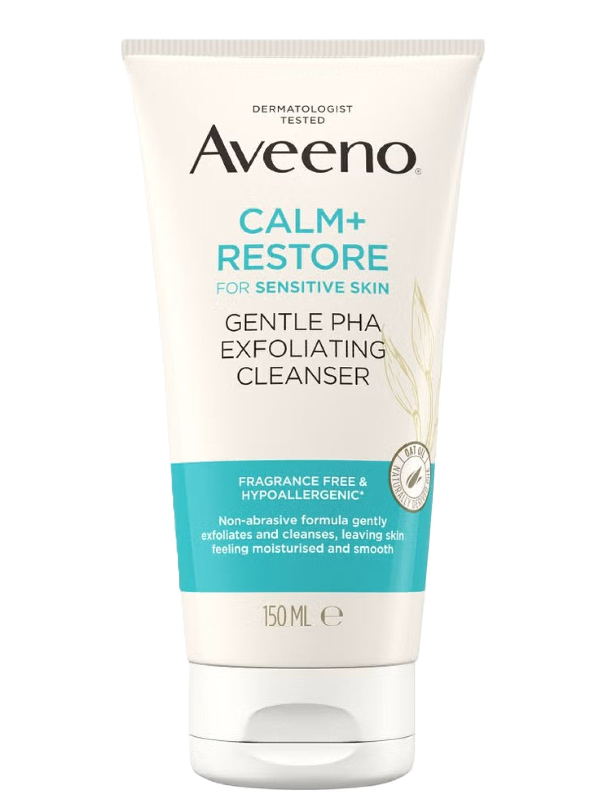 AVEENO CALM + RESTORE FOR SENSITIVE SKIN GENTLE PHA EXFOLIATING CLEANSER FRAGRANCE FREE 150ML Main image