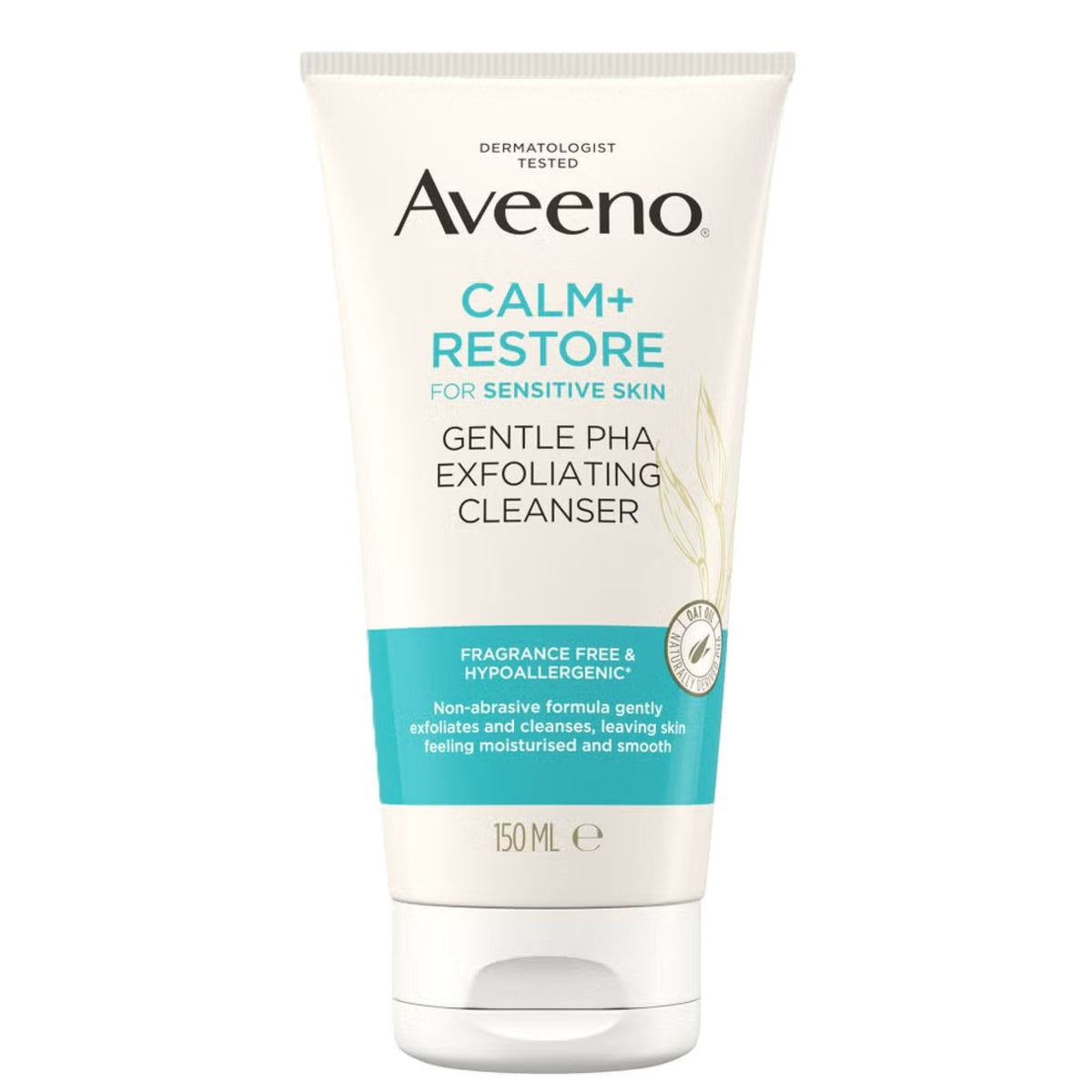 AVEENO CALM + RESTORE FOR SENSITIVE SKIN GENTLE PHA EXFOLIATING CLEANSER FRAGRANCE FREE 150ML