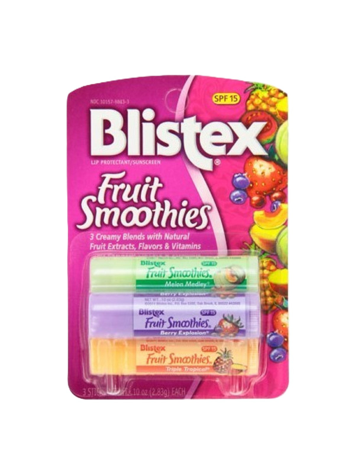 BLISTEX FRUIT SMOOTHIES 3PCS LIP MOISTURIZER 2.83g*3