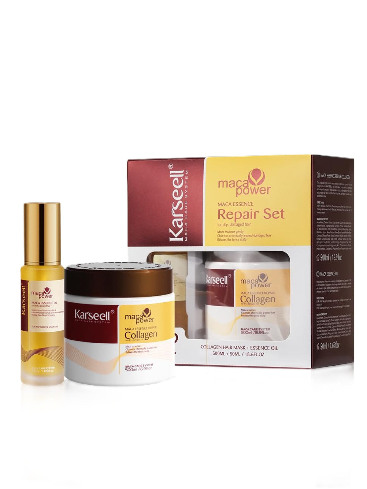 KARSEELL MACA POWER MACA ESSENCE REPAIR SET COLLAGEN HAIR MASK + ESSENCE OIL SET