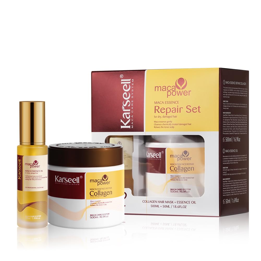 KARSEELL MACA POWER MACA ESSENCE REPAIR SET COLLAGEN HAIR MASK + ESSENCE OIL SET