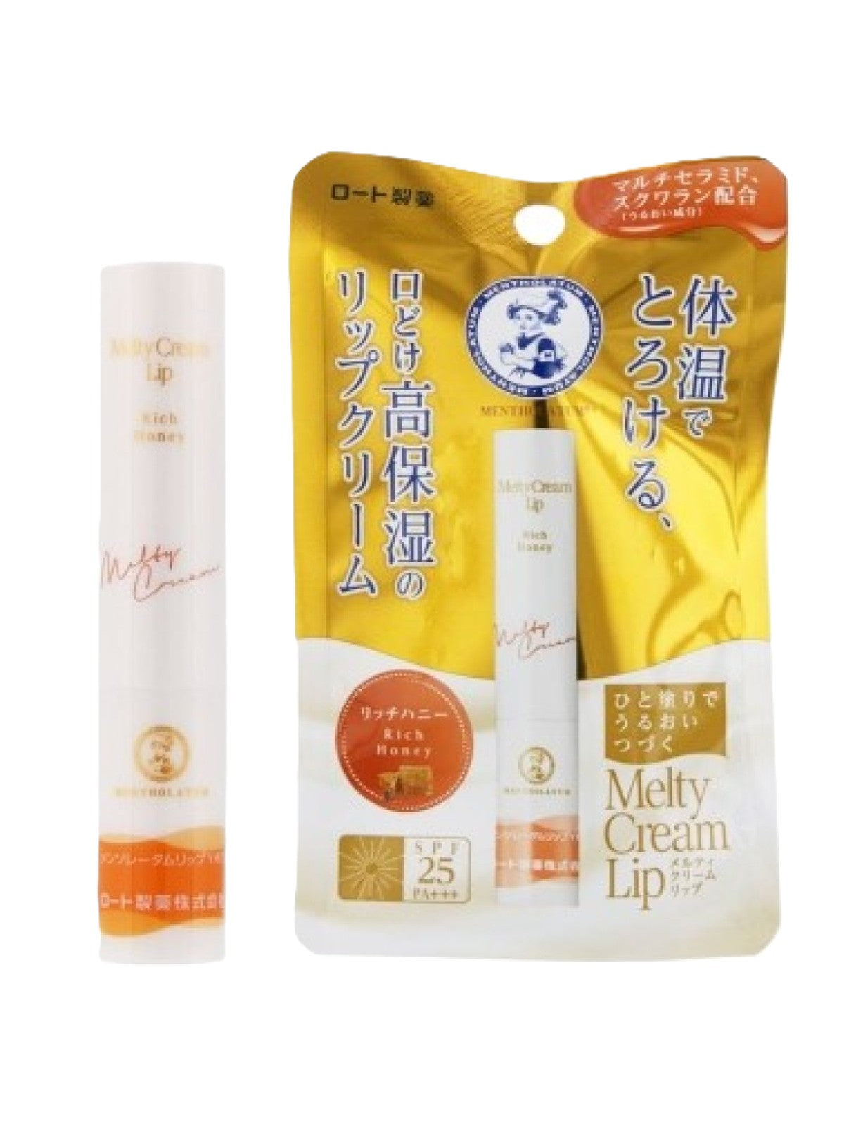 ROHTO- MENTHOLATUM- MELTY CREAM LIP BALM SPF25 PA+++ - RICH HONEY