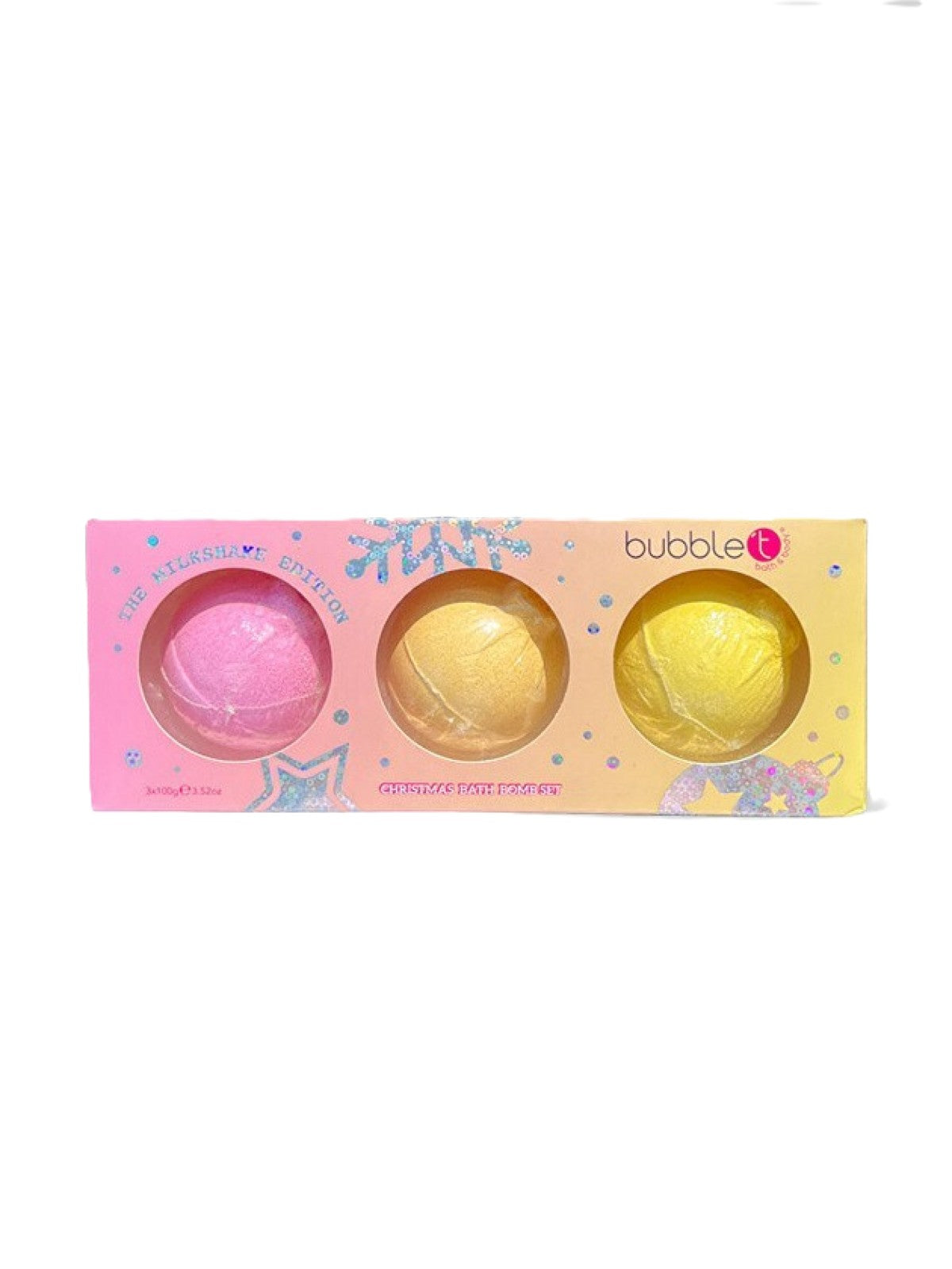 BUBBLE T THE MILKSHAKE EDITION CHRISTMAS BATH BOMB SET OF 3 *100G