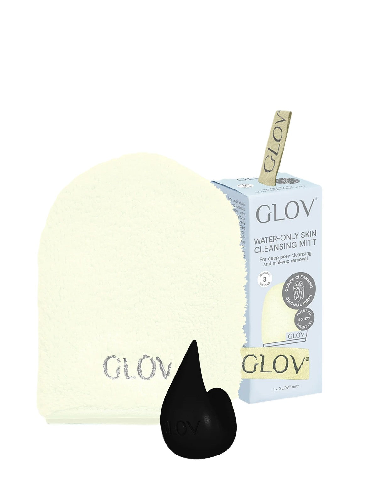 GLOV WATER-ONLY MAKEUP REMOVER AND SKIN CLEANSING MITT - IVORY