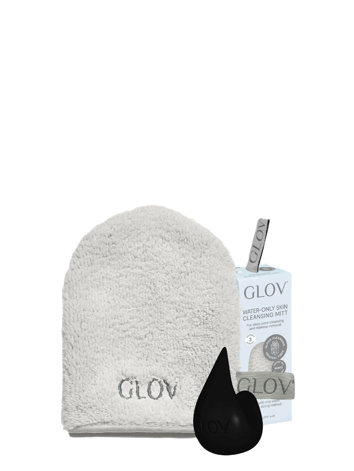 GLOV WATER-ONLY MAKEUP REMOVER AND SKIN CLEANSING MITT - SILVER STONE