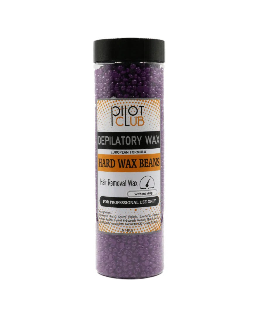 PILOT BEANS WAX HAIR REMOVAL WAX 400G, SOLID PAPER FREE WAX, REMOVED BY HAND, HARD BEANS PILLS HOT WAX FOR FACE & BODY (LAVENDER)