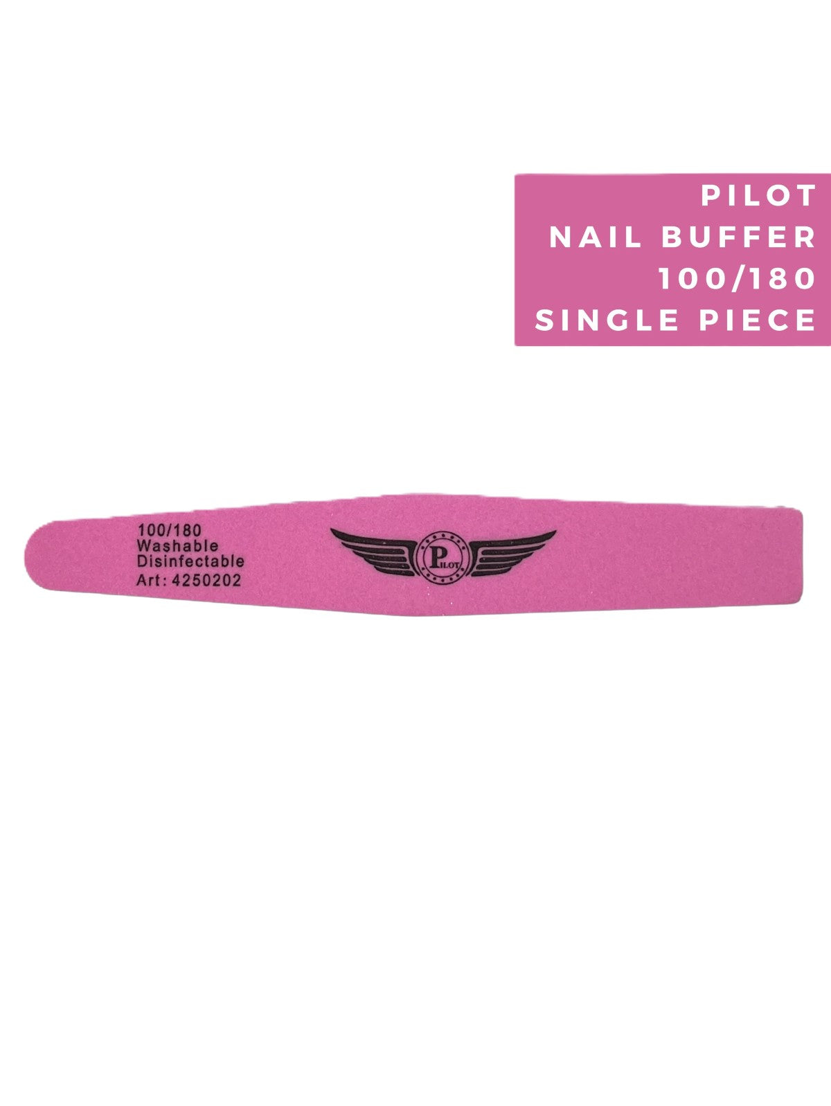PILOT SINGLE NAIL BUFFER PROFESSIONAL NAIL ART TOOL S7PK-M 100/180 WASHABLE DISINFECTABLE PINK PNB-202
