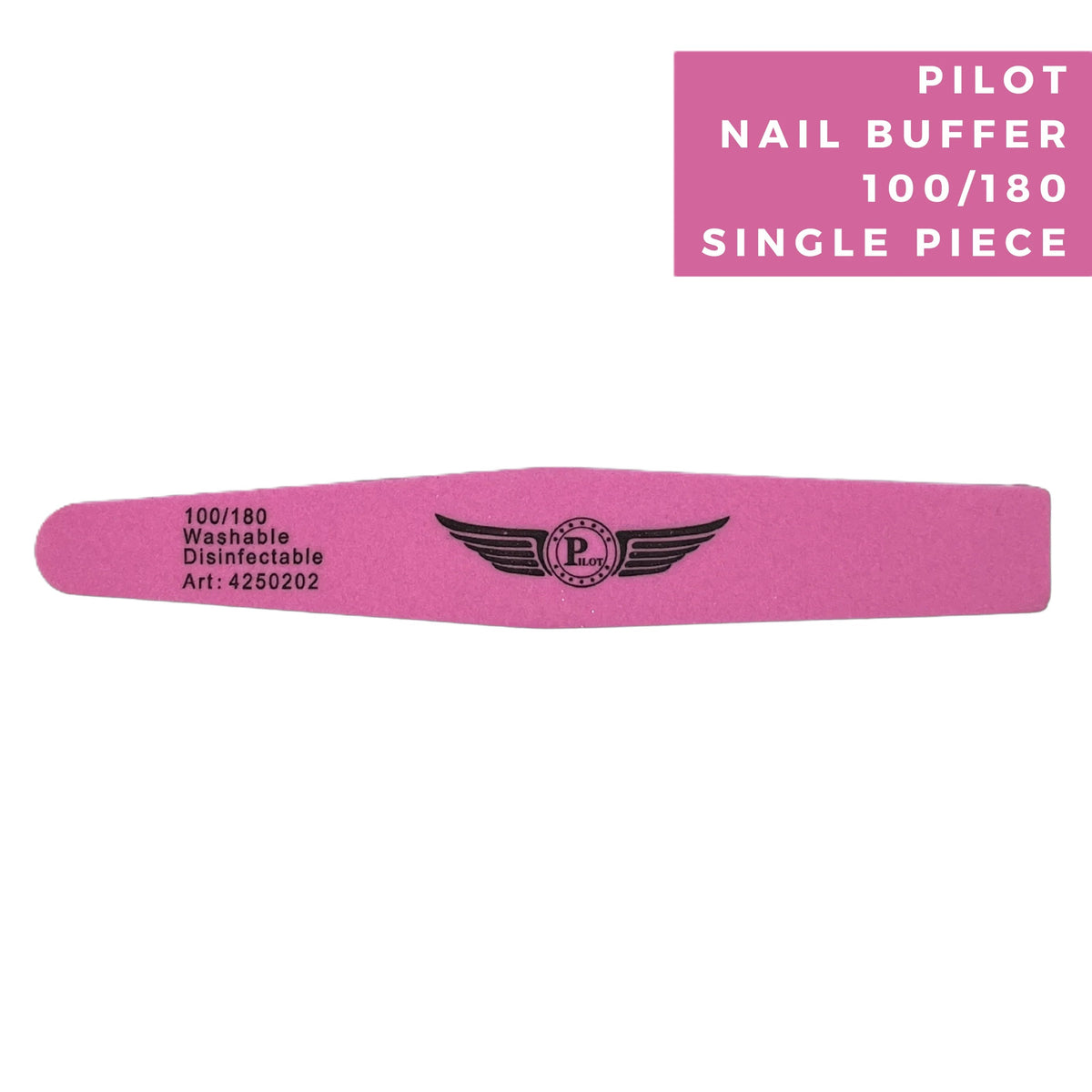 PILOT SINGLE NAIL BUFFER PROFESSIONAL NAIL ART TOOL S7PK-M 100/180 WASHABLE DISINFECTABLE PINK PNB-202
