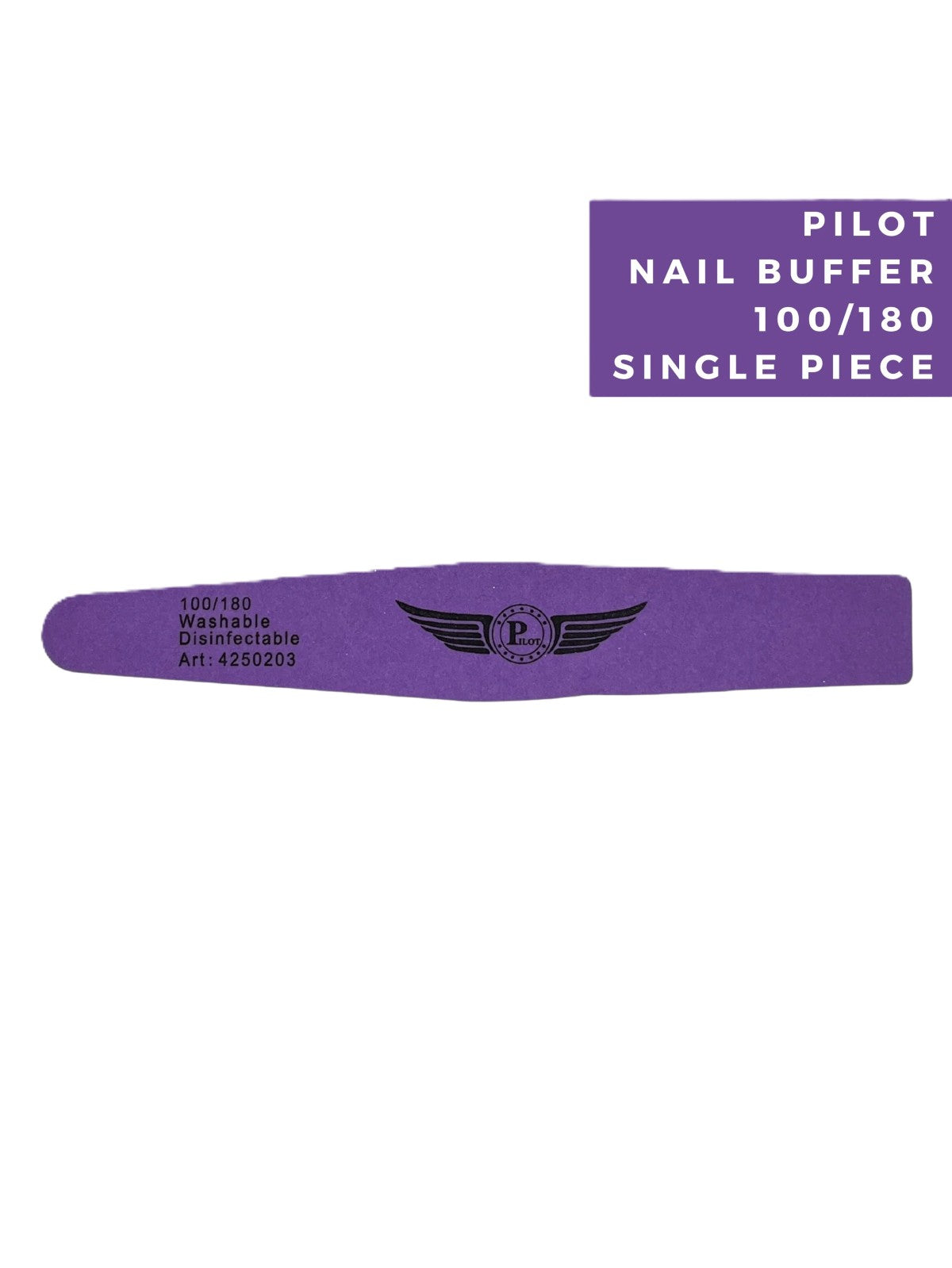 PILOT SINGLE NAIL BUFFER PROFESSIONAL NAIL ART TOOL S7PP-M 100/180 WASHABLE DISINFECTABLE PURPLE PNB-203 Main image
