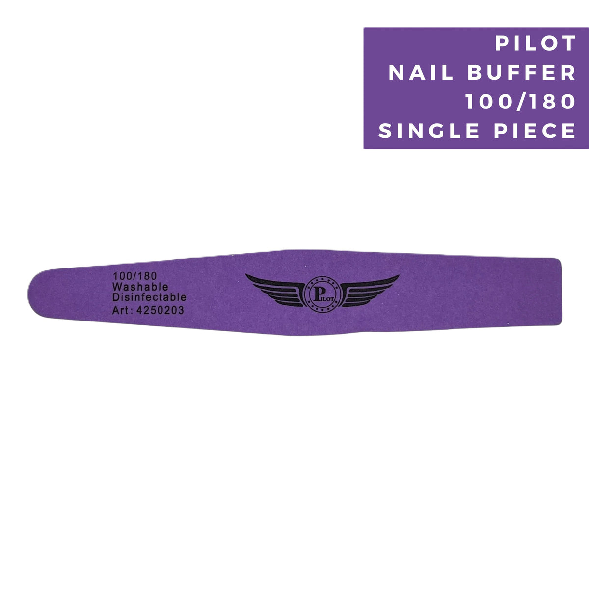 PILOT SINGLE NAIL BUFFER PROFESSIONAL NAIL ART TOOL S7PP-M 100/180 WASHABLE DISINFECTABLE PURPLE PNB-203