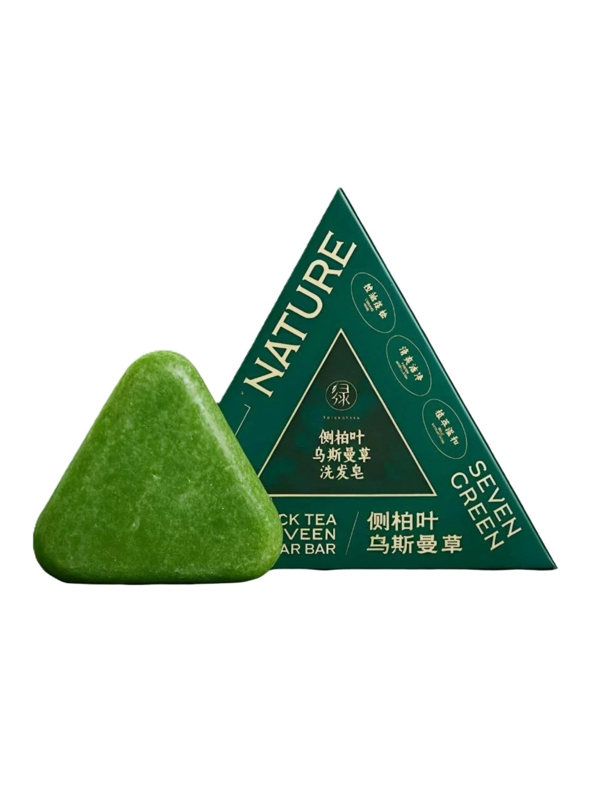 NATURE TRIANGLE SHAMPOO BAR, NATURE SEVEN GREEN SOAP SHAMPOO 120G
