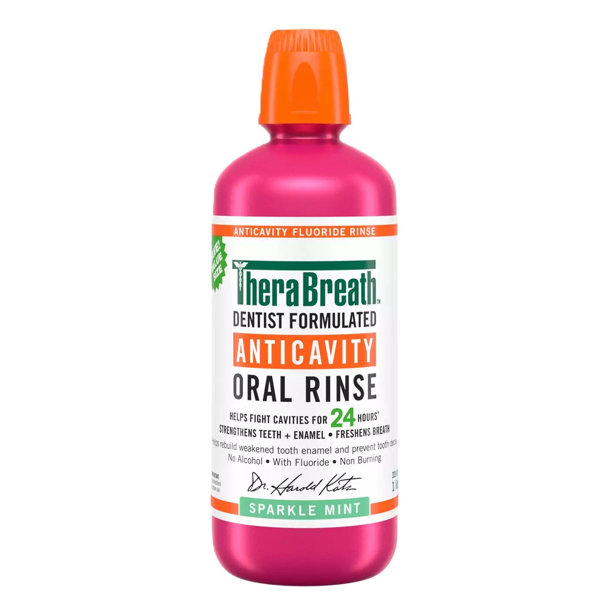 THERABREATH DENTIST FORMULATED ANTICAVITY ORAL RINSE SPARKLE MINT 473ML Main image