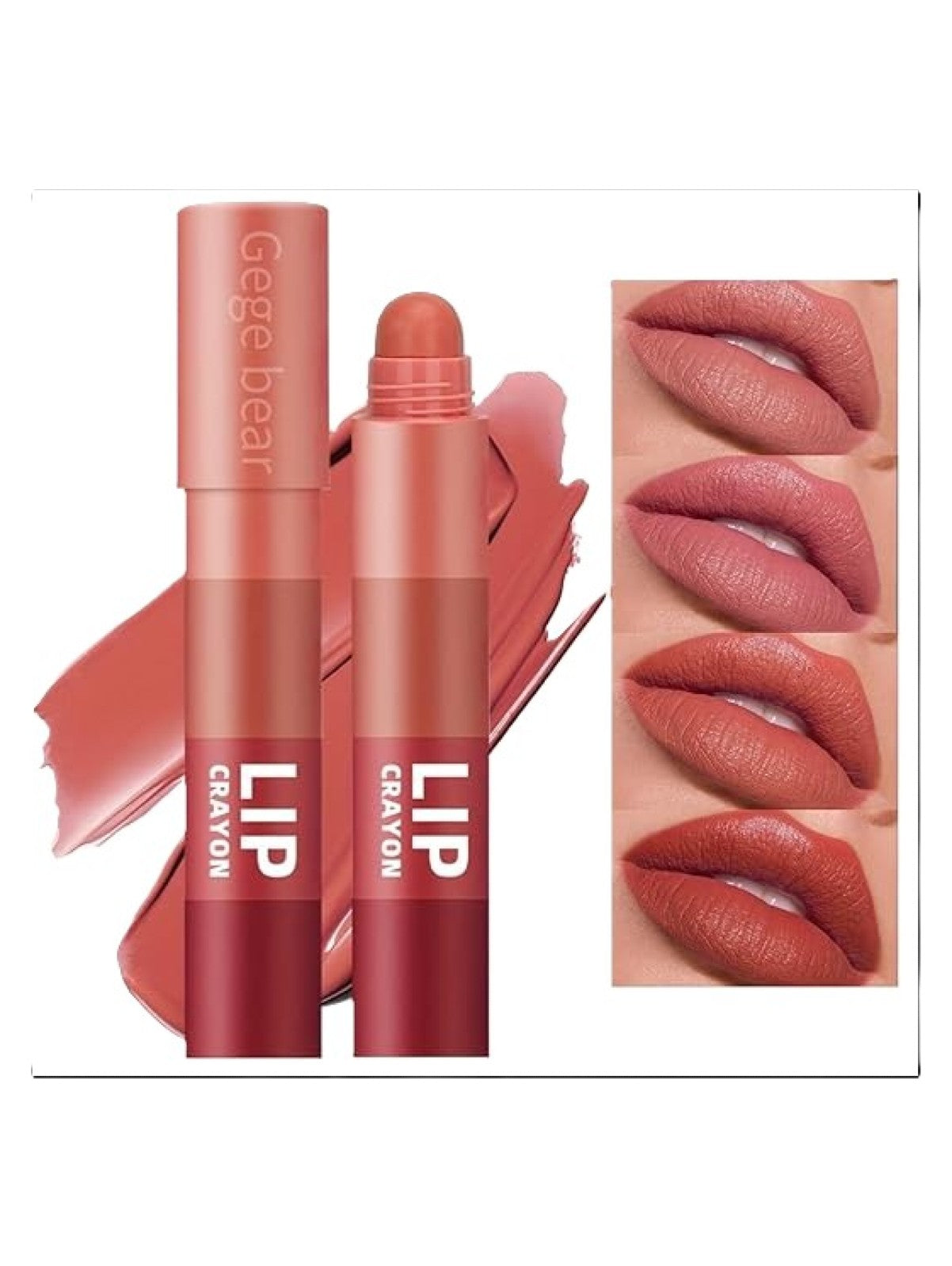 GEGE BEAR 4 IN 1 VELVET MATTE LIPSTICK SMOOTH STACKABLE AND STUNNING SHADES IN ONE SLEEK PEN #02 4.8G