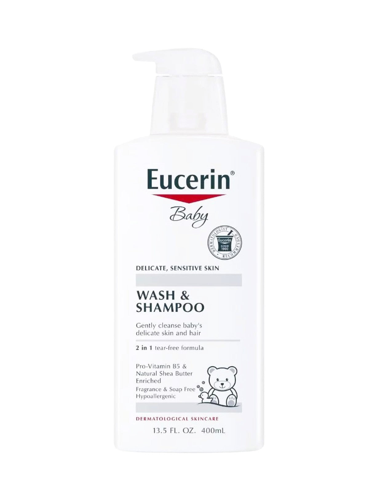 EUCERIN BABY WASH & SHAMPOO - 2 IN 1 TEAR FREE FORMULA, HYPOALLERGENIC & FRAGRANCE FREE, NOURISH AND SOOTHE SENSITIVE SKIN 400ML