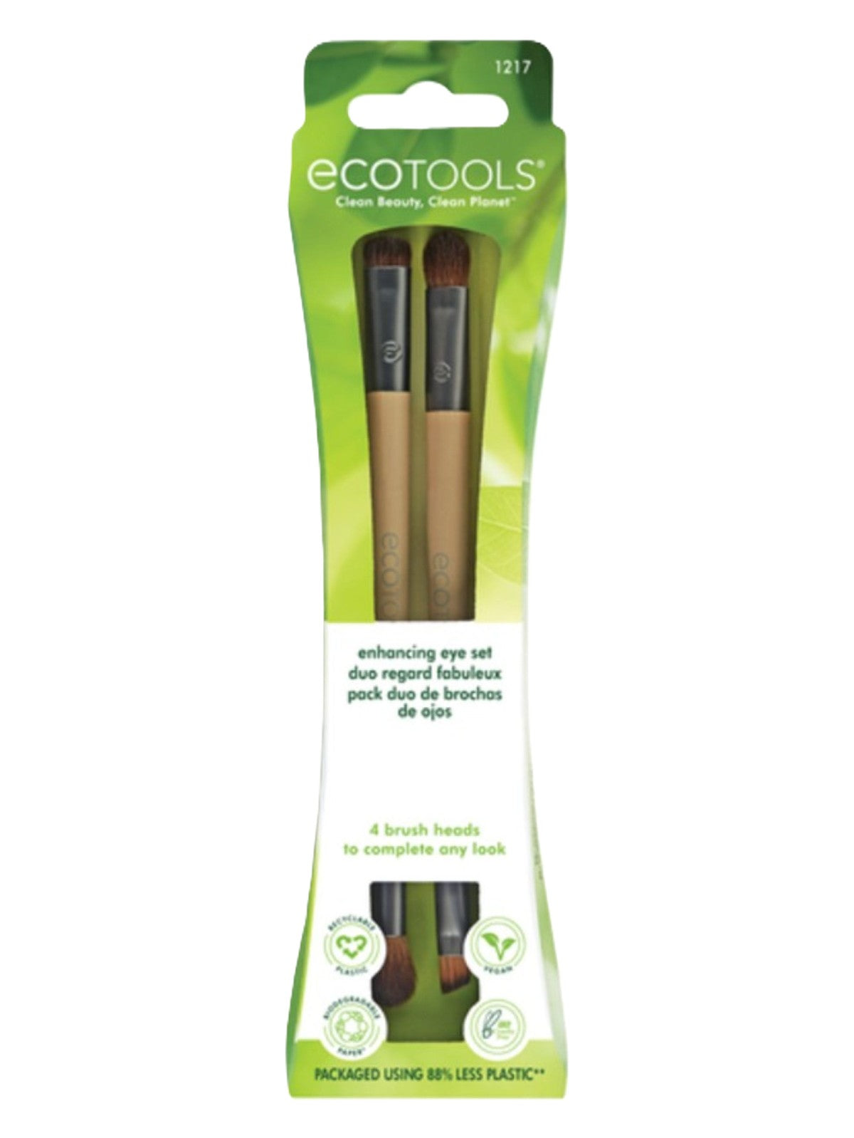 ECOTOOLS CLEAN BEAUTY, CLEAN PLANET ENHANCING EYE SET 4 BRUSH HEADS TO COMPLETE ANY LOOK