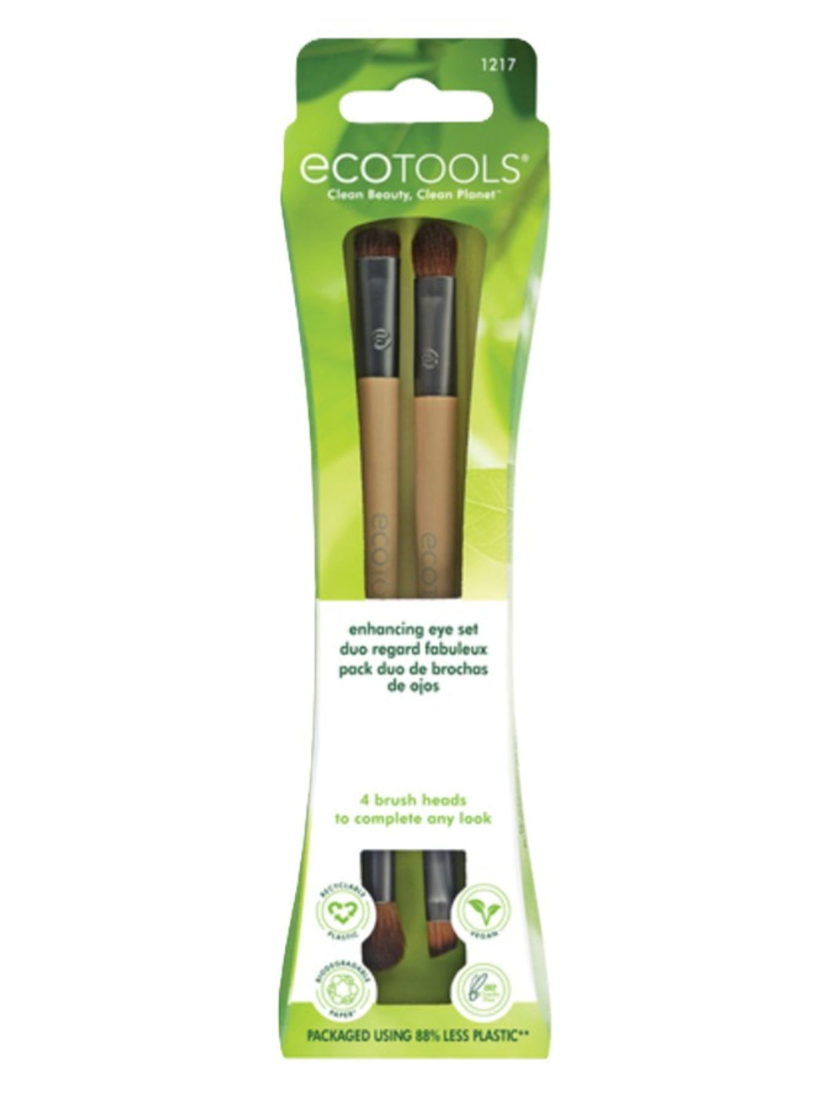 ECOTOOLS CLEAN BEAUTY, CLEAN PLANET ENHANCING EYE SET 4 BRUSH HEADS TO COMPLETE ANY LOOK