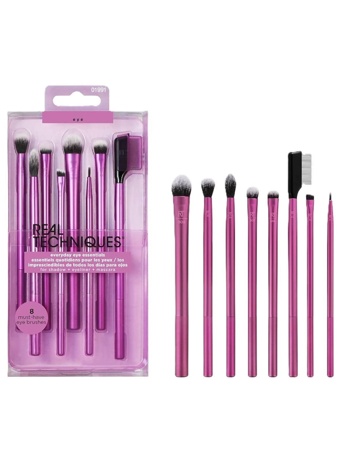 REAL TECHNIQUES - EYE - EVERYDAY EYE ESSENTIALS 8 MUST HAVE EYE BRUSHES 01991