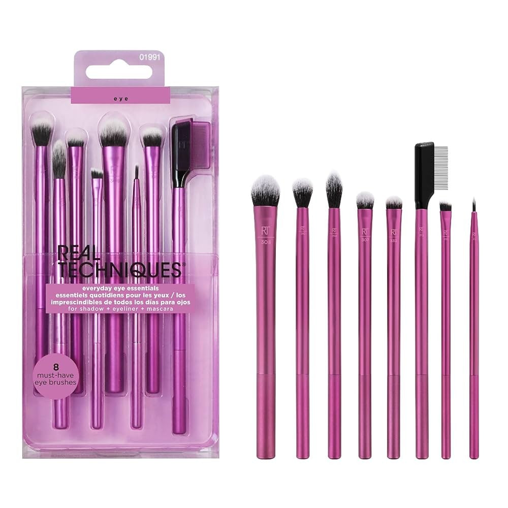 REAL TECHNIQUES - EYE - EVERYDAY EYE ESSENTIALS 8 MUST HAVE EYE BRUSHES 01991
