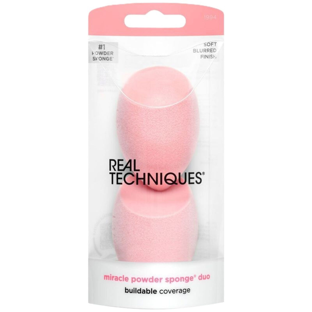 REAL TECHNIQUES MIRACLE POWDER SPONGE DUO SOFT BLURRED FINISH