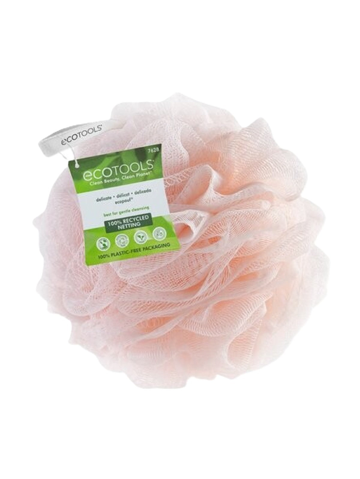 ECOTOOLS CLEAN BEAUTY, CLEAN PLANET BEST FOR MODERATE EXFOLIATION ECOPOUF PEACH