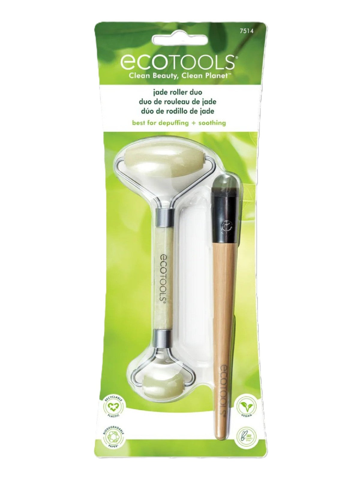 ECOTOOLS CLEAN BEAUTY, CLEAN PLANET JADE ROLLER DUO BEST FOR DEPUFFING + SOOTHING