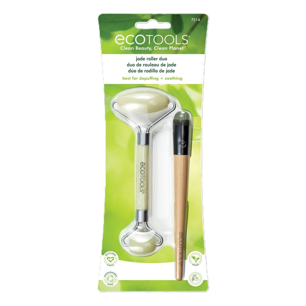 ECOTOOLS CLEAN BEAUTY, CLEAN PLANET JADE ROLLER DUO BEST FOR DEPUFFING + SOOTHING Main image