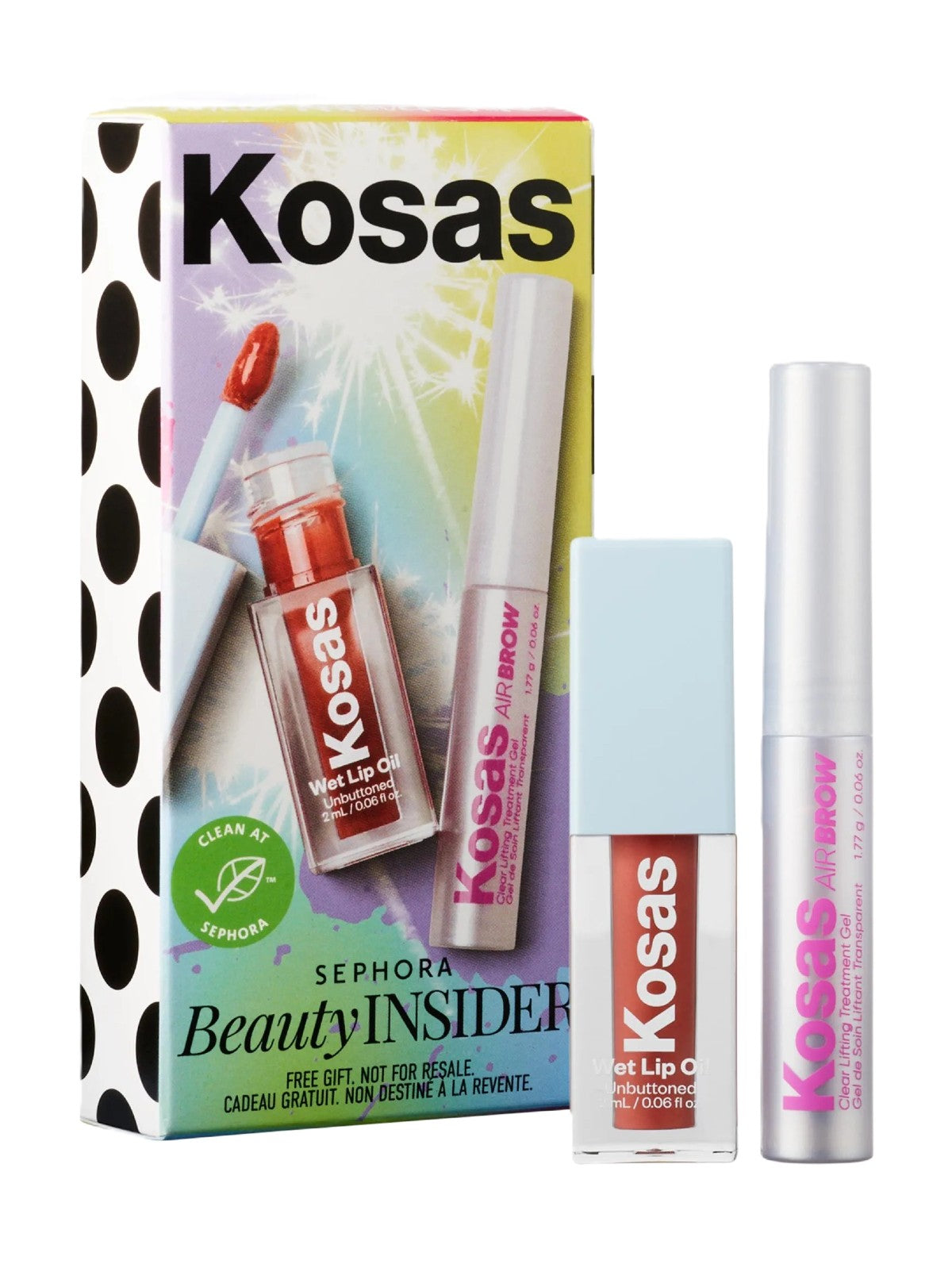 SEPHORA KOSAS BEAUTY INSIDER MAKEUP FOR SKINCARE FREAKS AIR BROW CLEAR AND WET LIP OIL GLOSS