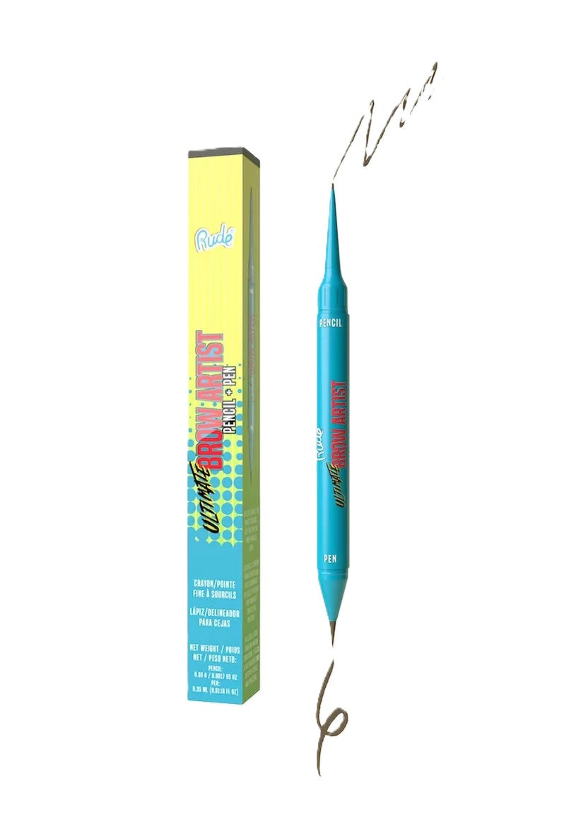RUDE ULTIMATE BROW ARTIST PENCIL + PEN 38319 BLACK BROWN PENCIL 0.5G PEN 0.35ML