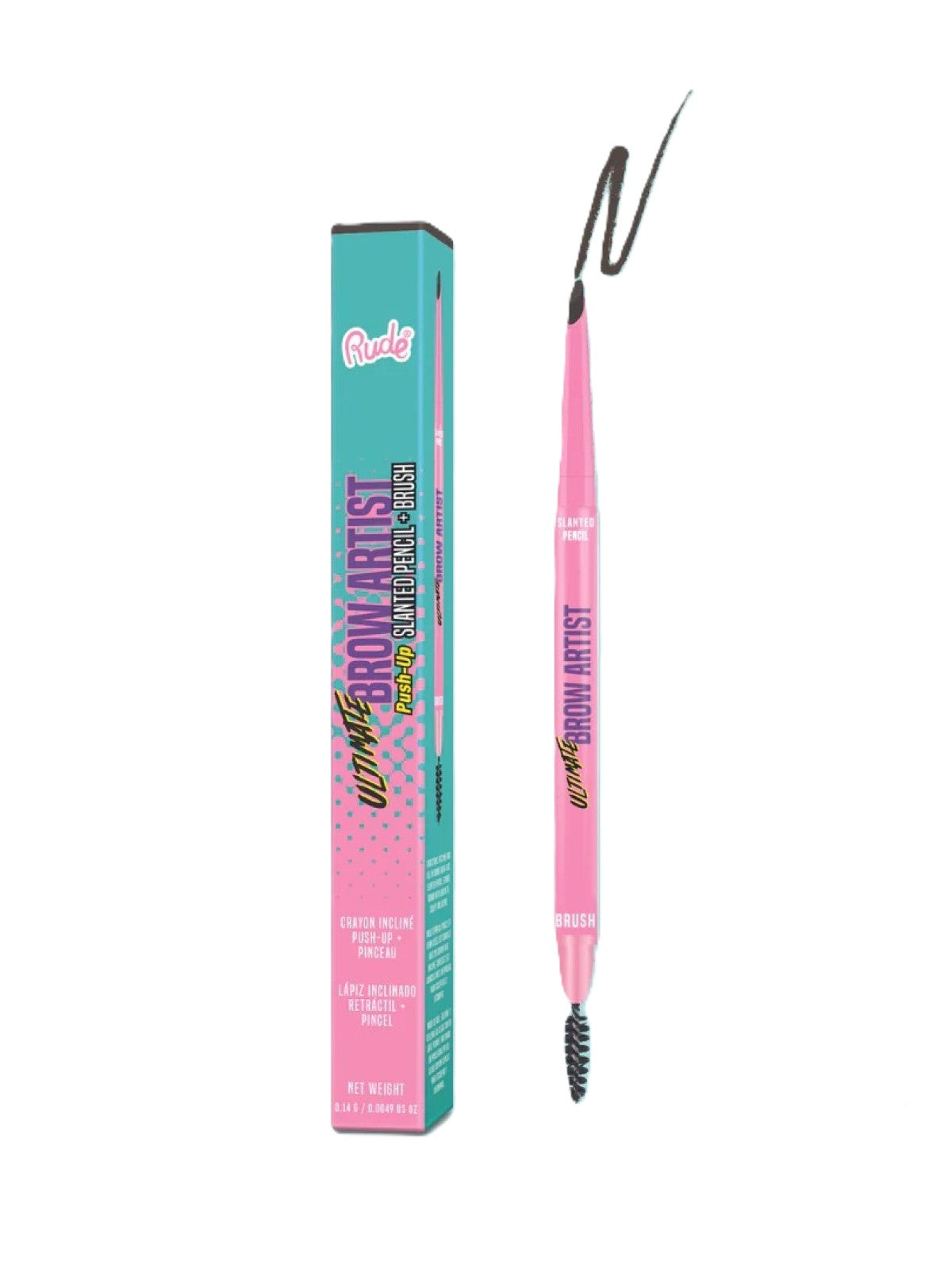 RUDE ULTIMATE BROW ARTIST PUSH UP SLANTED PENCIL + BRUSH 38605 TAUPE 0.14G