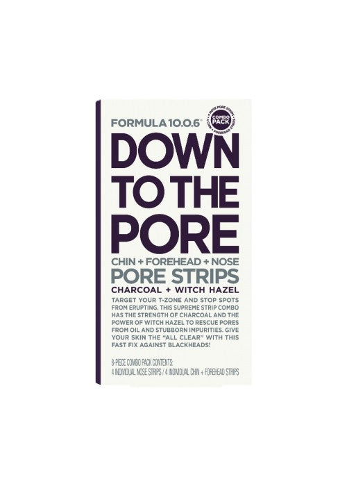 FORMULA 10.0.6 DOWN TO THE PORE CHIN + FOREHEAD + NOSE STRIPS CHARCOAL + WITCH HAZEL 4+4 PIECES