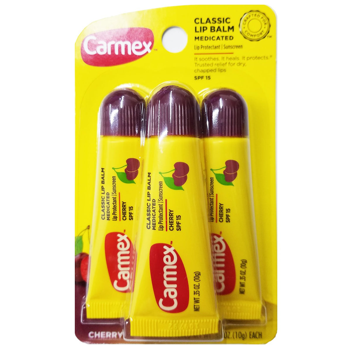 CARMEX MOISTURIZING LIP BALM SPF15 FRESH CHERRY 3 TUBES 10G EACH