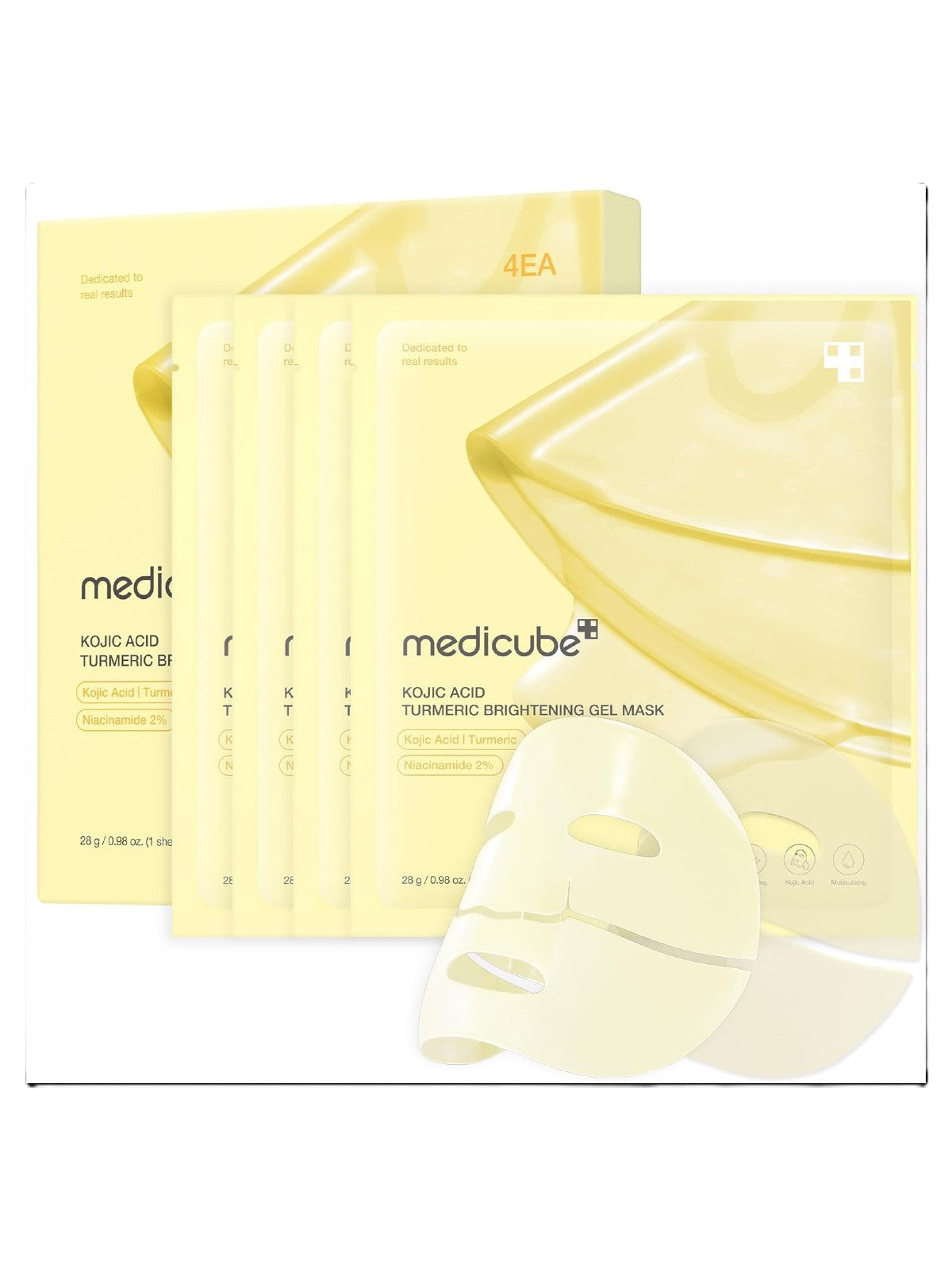 MEDICUBE KOJIC ACID TURMERIC BRIGHTENING GEL MASK 4 PCS 1 BOX