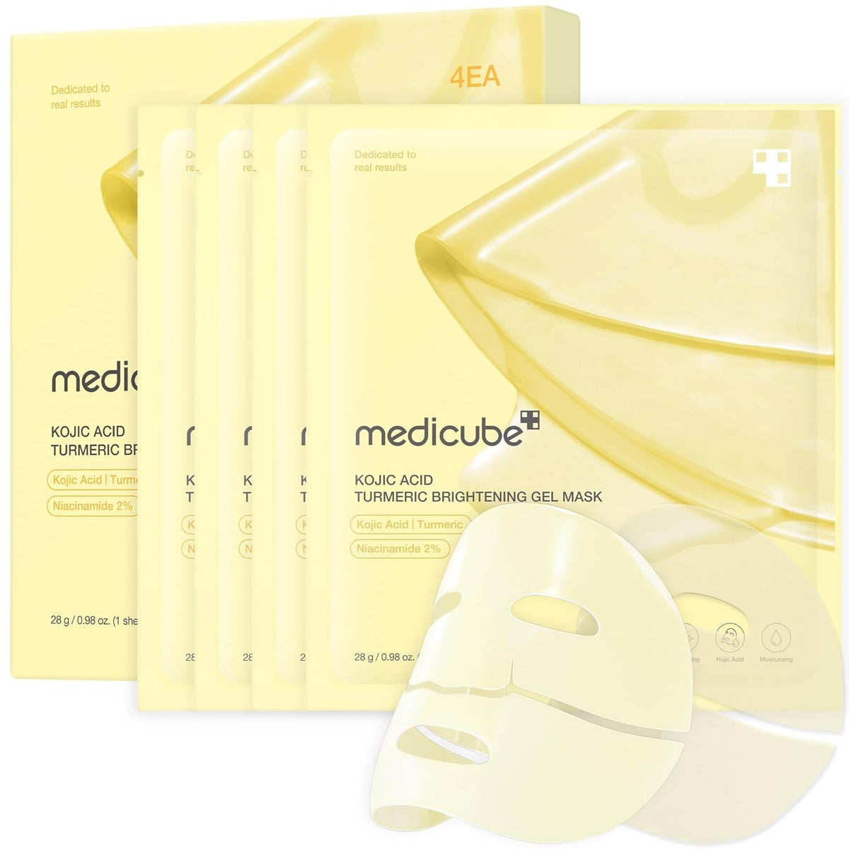 MEDICUBE KOJIC ACID TURMERIC BRIGHTENING GEL MASK 4 PCS 1 BOX