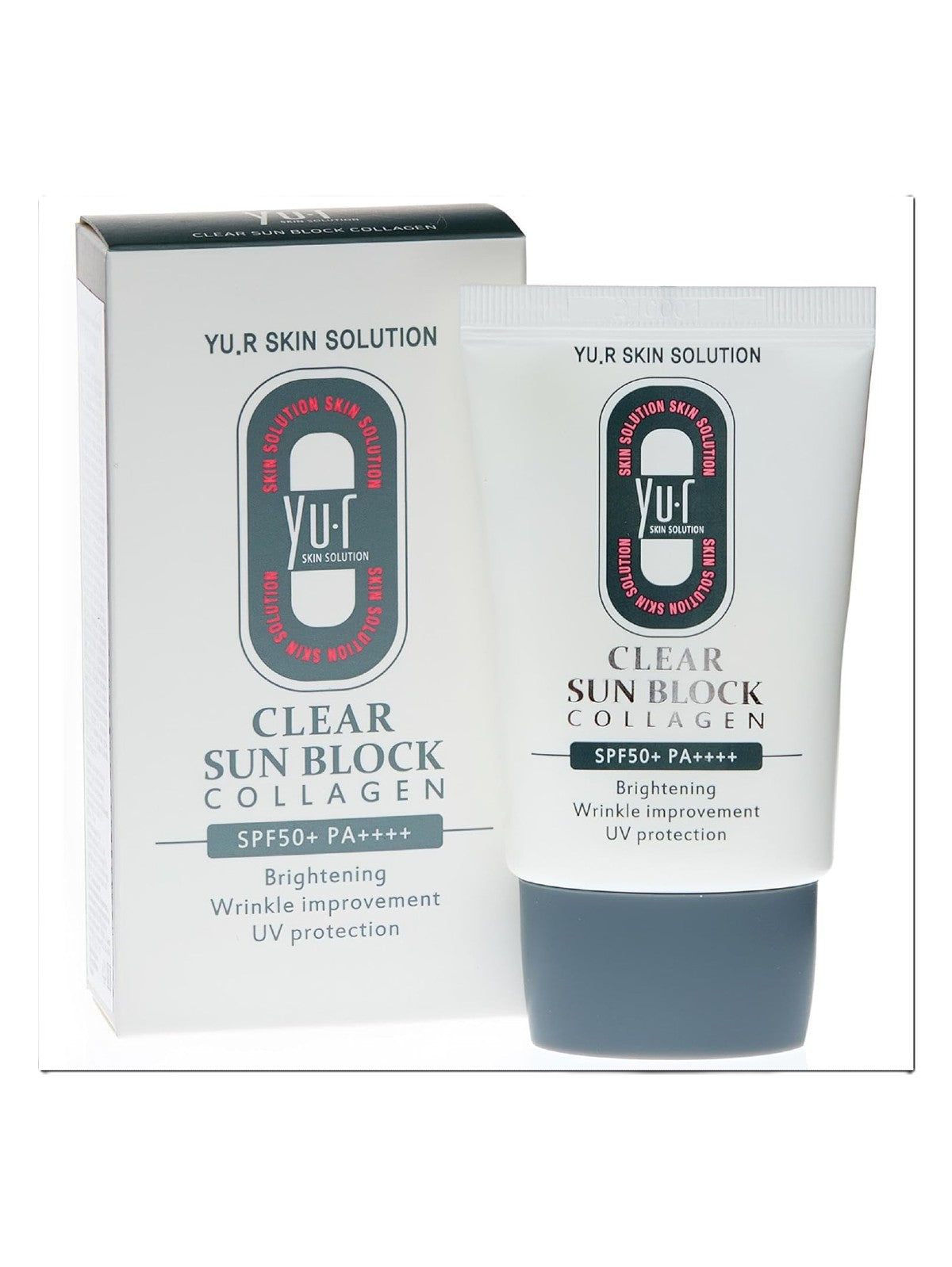 YU.R SKIN SOLUTION CLEAR SUN BLOCK COLLAGEN SPF50+ PA++++ BRIGHTENING WRINKLE IMPROVEMENT UV PROTECTION 30ML Main image