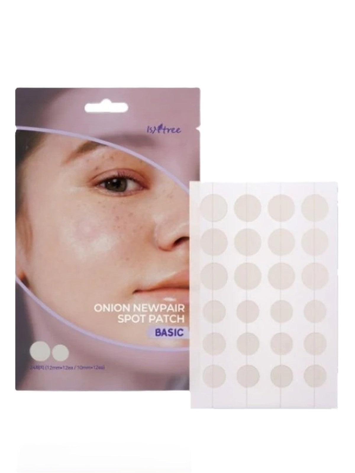 ISNTREE ONION NEWPAIR SPOT PATCH BASIC 24 PATCHES (12MM × 12 PATCHES / 10MM × 12 PATCHES) 1PC