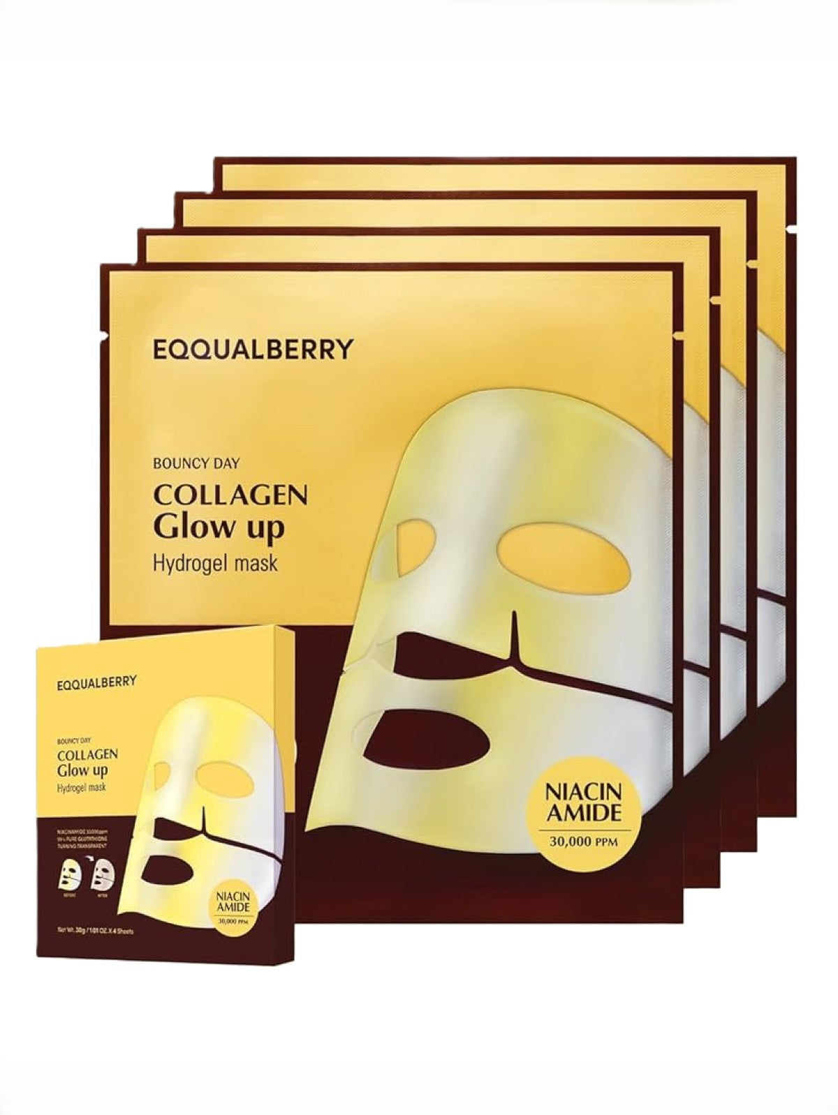 EQQUALBERRY COLLAGEN GLOW UP HYDROGEL MASK 1 BOX (4 PCS)