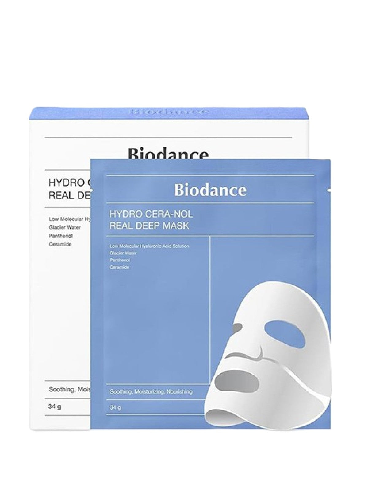 BIODANCE – HYDRO CERA-NOL REAL DEEP MASK – MOISTURIZING COLLAGEN FACE MASK – 1 BOX 4 SHEETS 136G