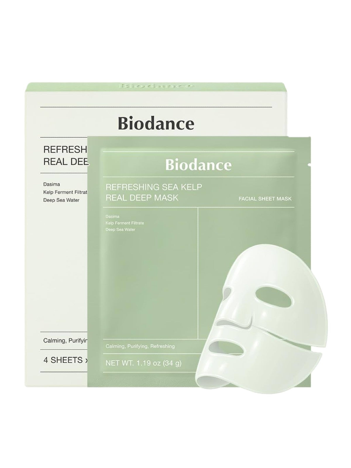BIODANCE REFRESHING SEA KELP REAL DEEP MASK FACIAL SHEET MASK 1BOX 4 SHEETS 136G Main image