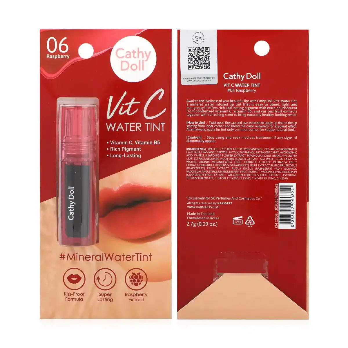 CATHY DOLL VIT C WATER TINT #06 RASPBERRY 2.7 G