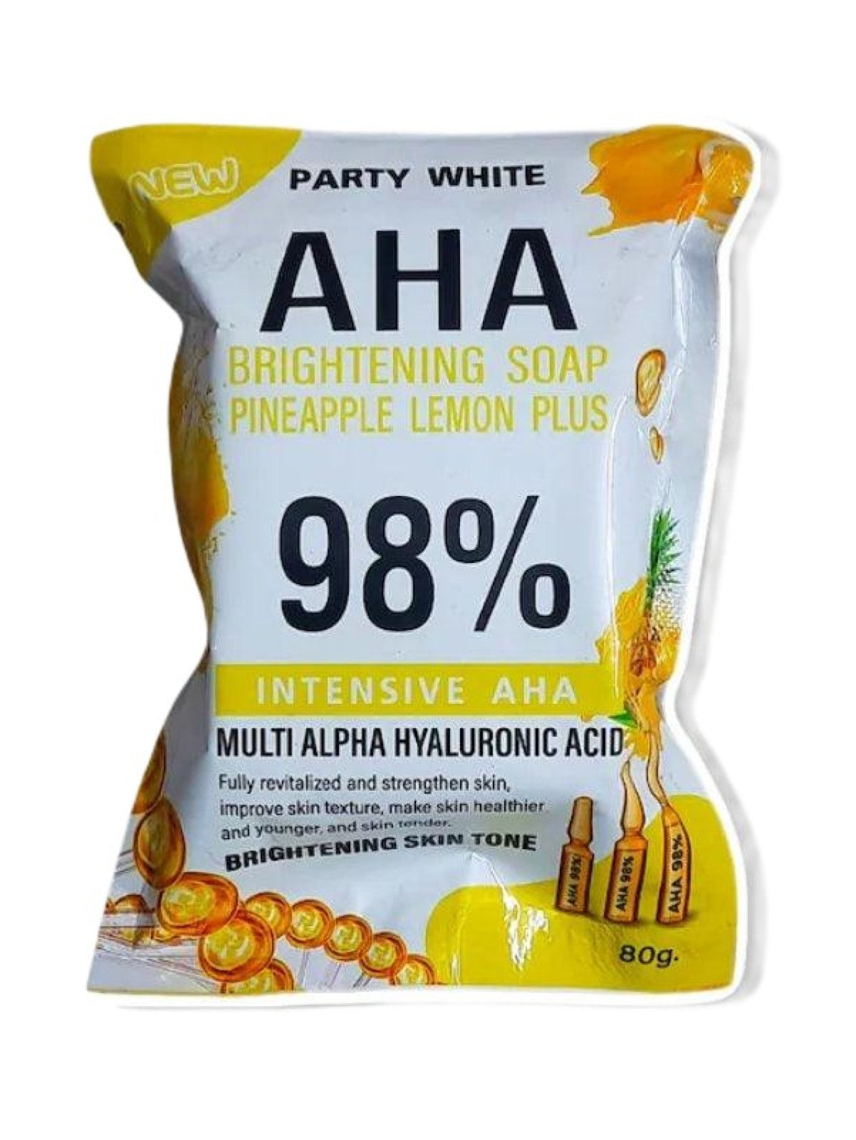 PARTY WHITE PINEAPPLE LEMON SOAP 2IN1 GLUTA + AHA + Vit C + COLLAGEN 80G