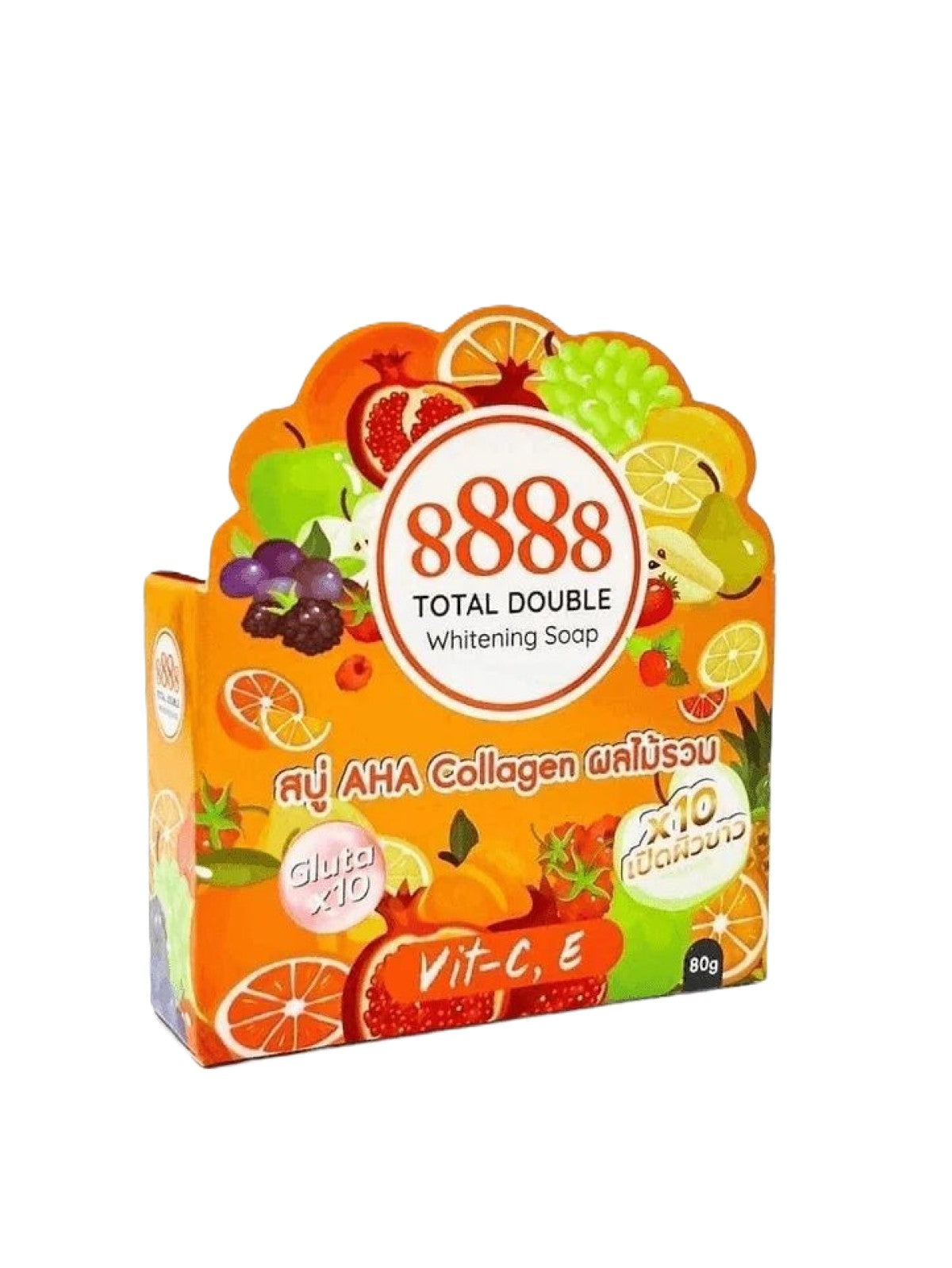 TOTAL DOUBLE 8888 WHITENING SOAP AHA COLLAGEN GLUTA X10 80G