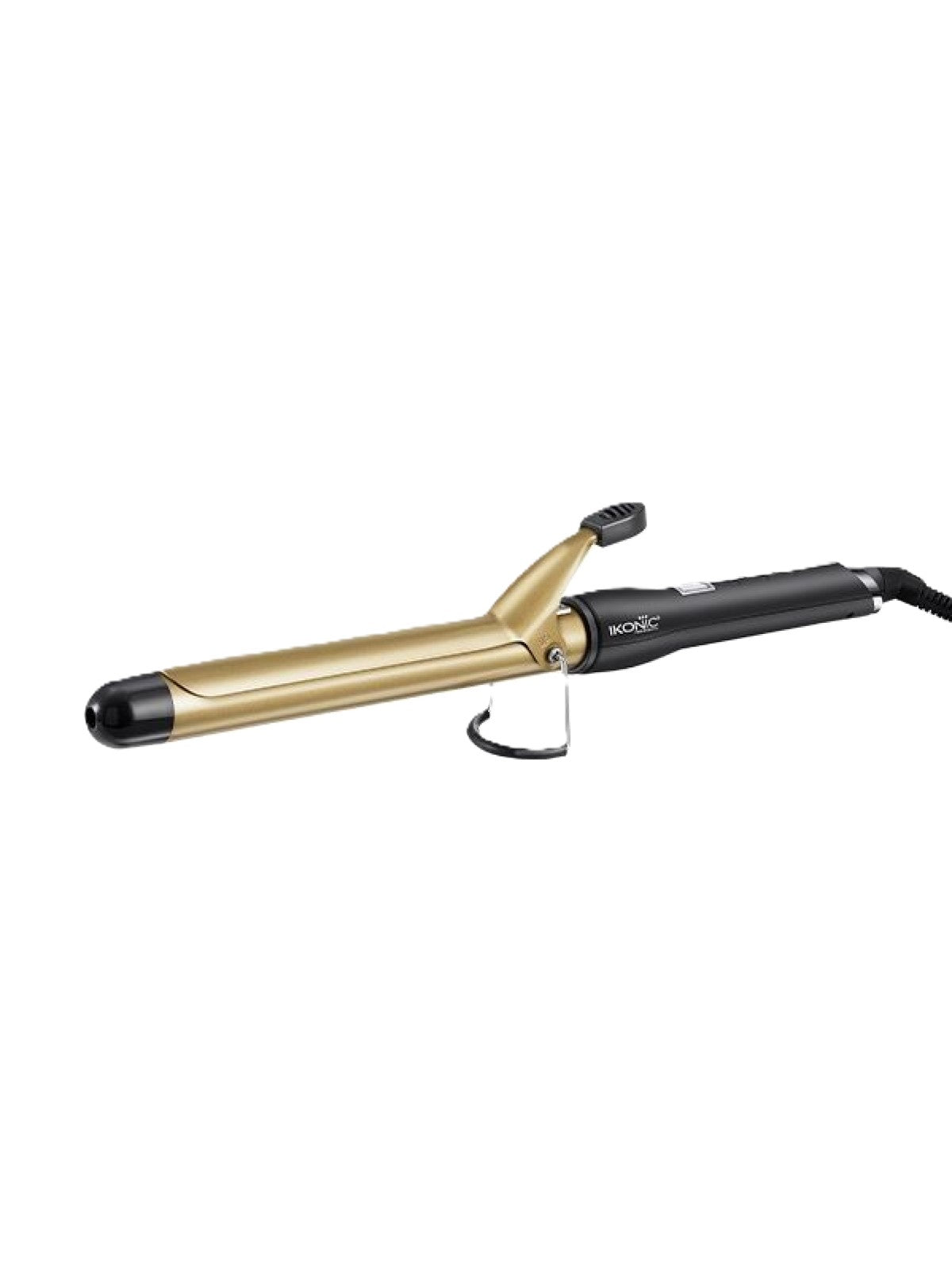 IKONIC PROFESSIONAL CURLING TONG BLACK-CT25 CERAMIC SHINE INFUSED BARREL HEAT READY INDICATOR SYSTEM COMFORT GRIP RUBBER HANDLE INTEGRATED SAFETY STAND