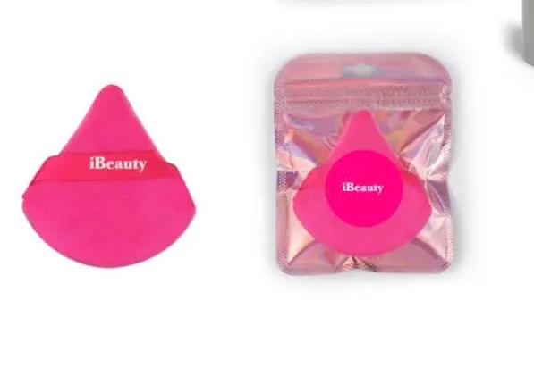 IBEAUTY TRIANGLE POWDER PUFF FACE MAKEUP SPONGE, SOFT VELVET TRIANGULAR DESIGN MAKEUP POWDER PUFFS, FOR LOOSE POWDER BODY POWDER COSMETIC FOUNDATION BEAUTY SPONGE - PINK