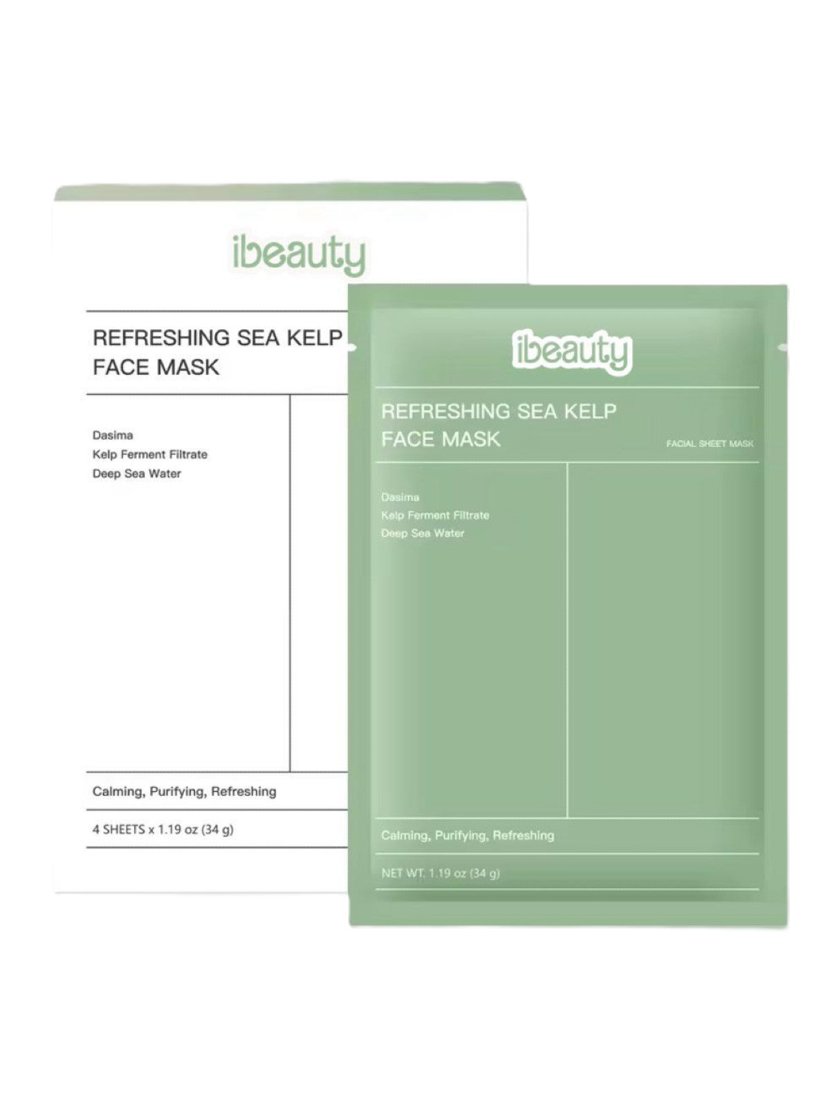IBEAUTY REFRESHING SEA KELP FACE MASK 1BOX (4 PCS)