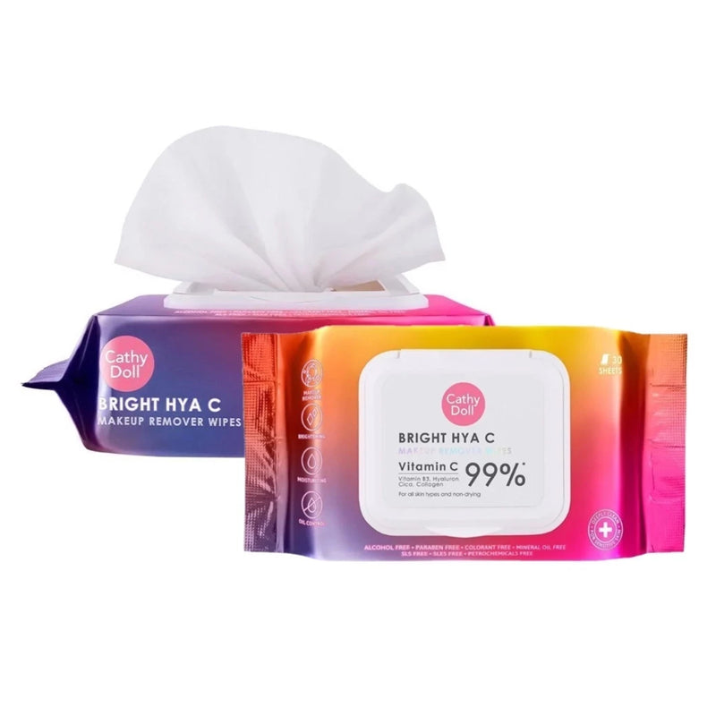 CATHY DOLL BRIGHT HYA C MAKEUP REMOVER WIPES 99% VITAMIN C 30 SHEETS